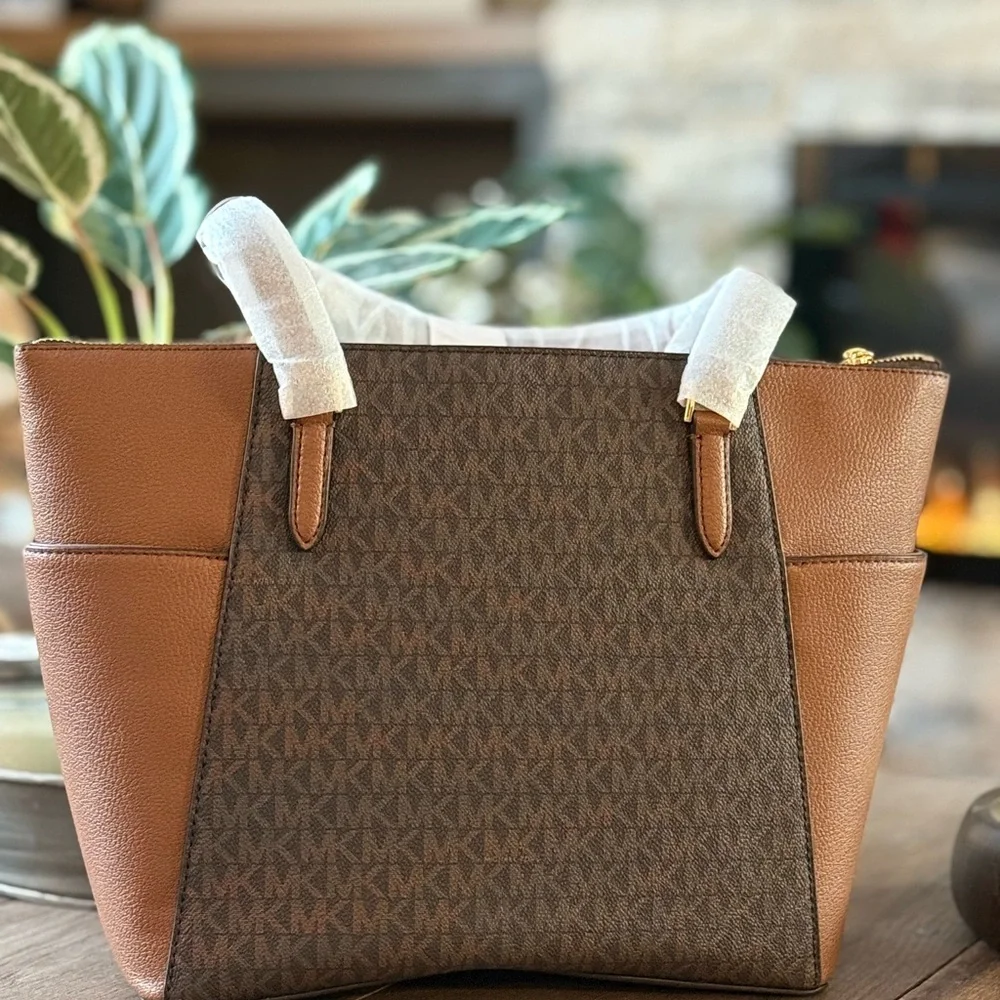 Michael Kors Brown and Tan Charlotte Tote - Picture 3 of 4